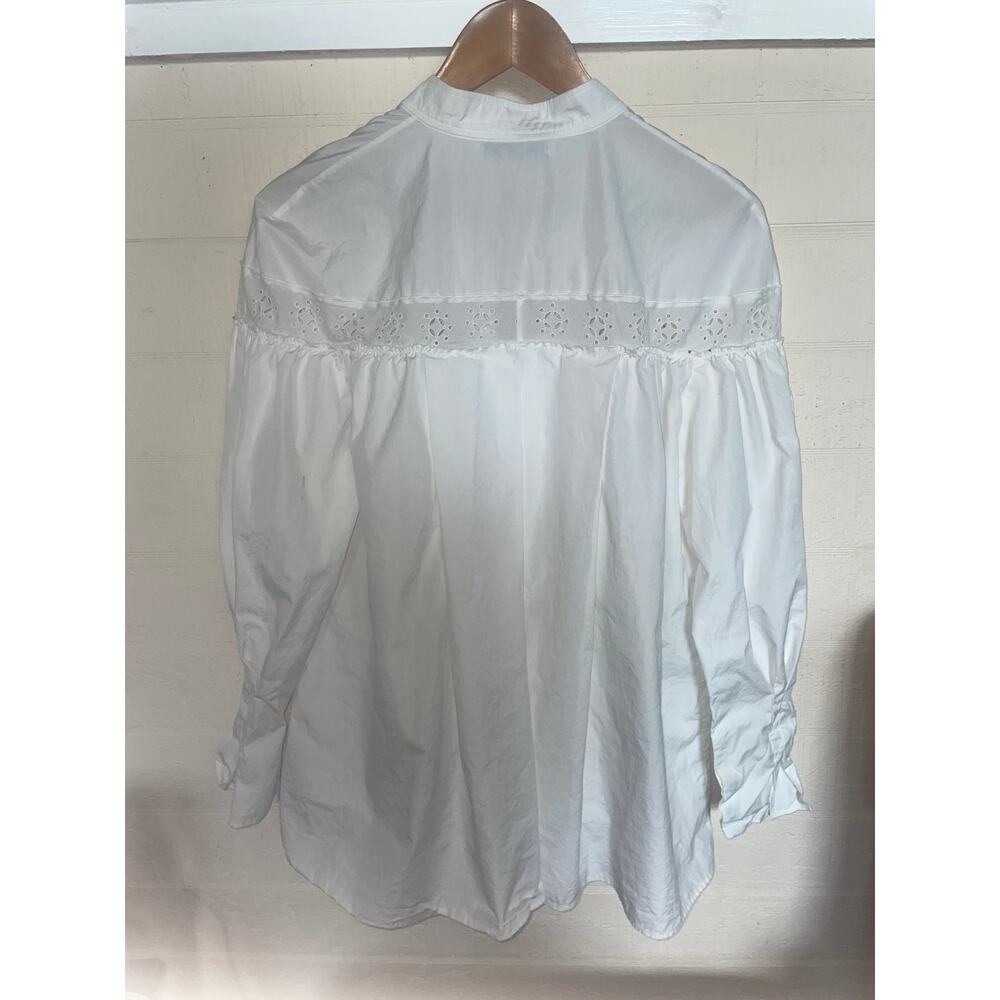 CEDRIC CHARLIER Oversized Poplin Eyelet Blouse Size 8 White AS IS WITH FLAW Top - Picture 6 of 11